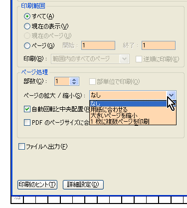 PDF印刷の設定